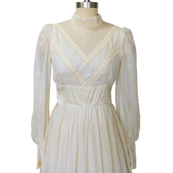 Gunne Sax Ivory Victorian Style Prairie Dress Size 11 M Vintage 70s Wedding - Picture 3 of 9